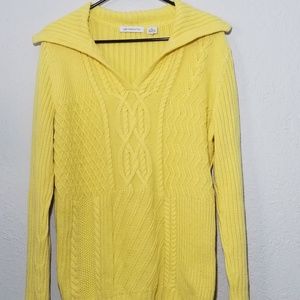 Liz Claiborne XL Yellow Cable Knit Sweater